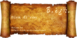 Bink Áron névjegykártya